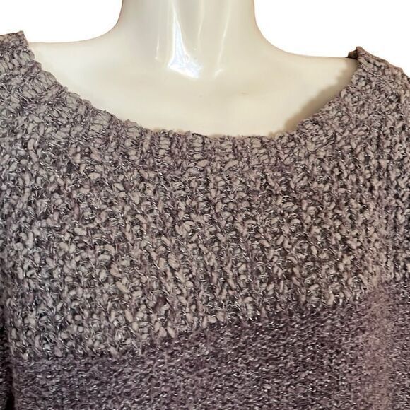 Fate Womens Sweater XSP Clairina Contrast Colorblock Textured Pullover Purple - Picture 2 of 8